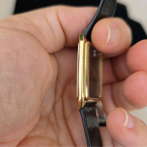 Seiko Mens Watch 18mm Black Gold Tone Diamonds Leather 5930-5409 Needs Battery main image 7